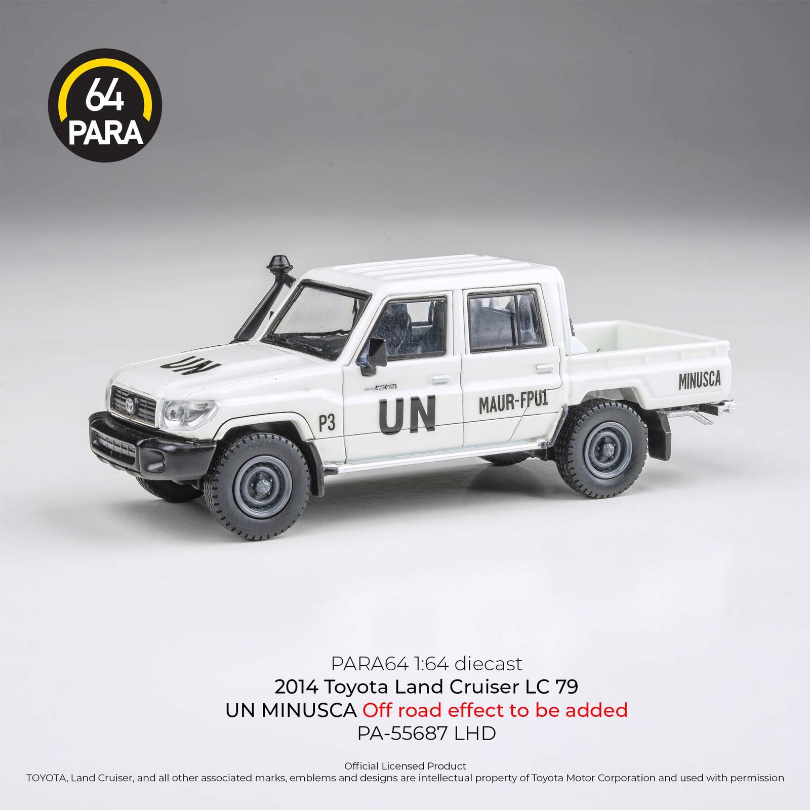 Para64 PA-55687 2014 Toyota Land Cruiser LC79 UN MINUSCA Off Road Effect LHD Diecast Model Car
