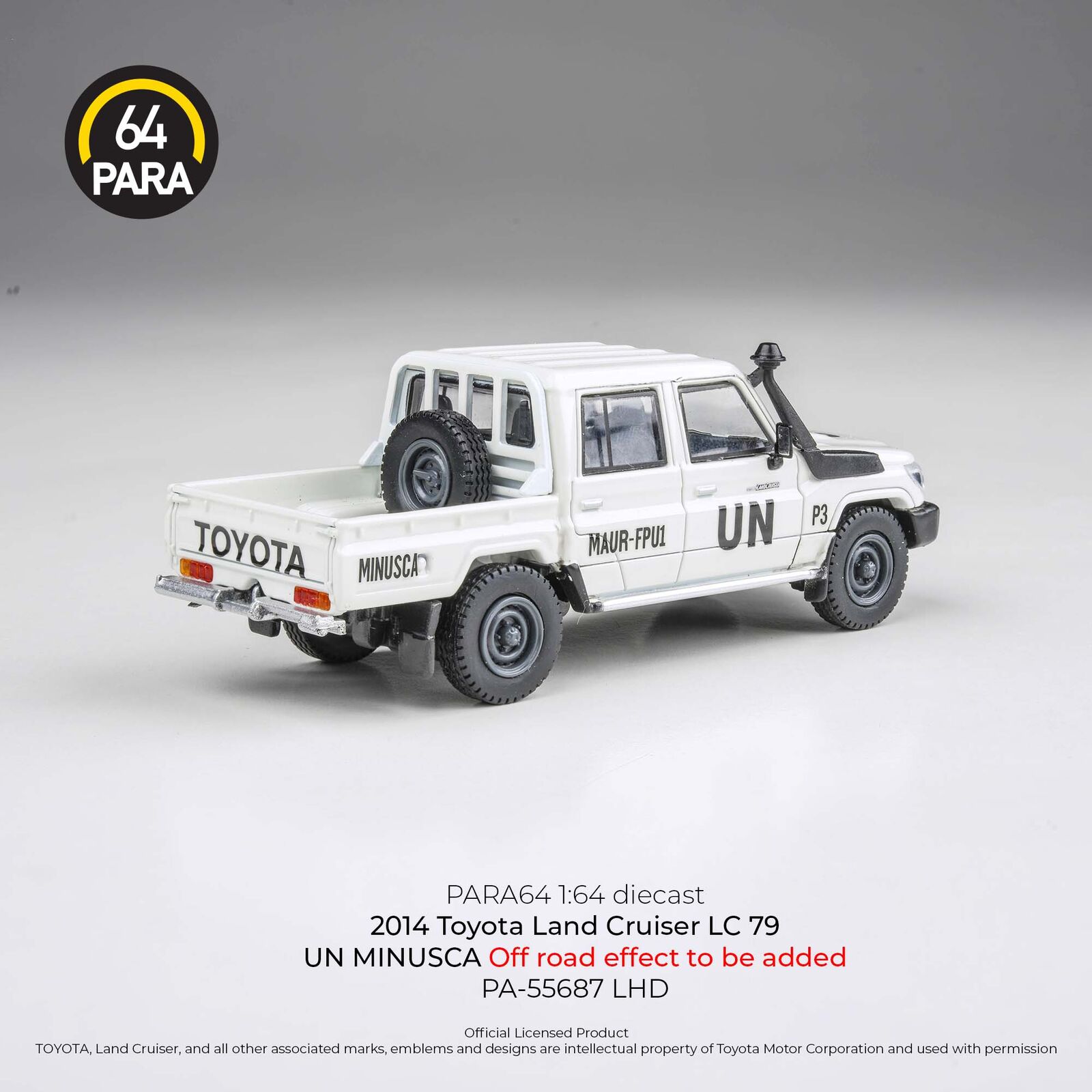 Para64 PA-55687 2014 Toyota Land Cruiser LC79 UN MINUSCA Off Road Effect LHD Diecast Model Car
