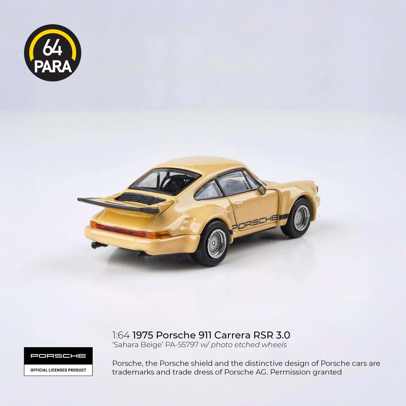 Para64 PA-55797 Porsche 911 Carrera RSR 3.0 Sahara Beige Diecast Model Car