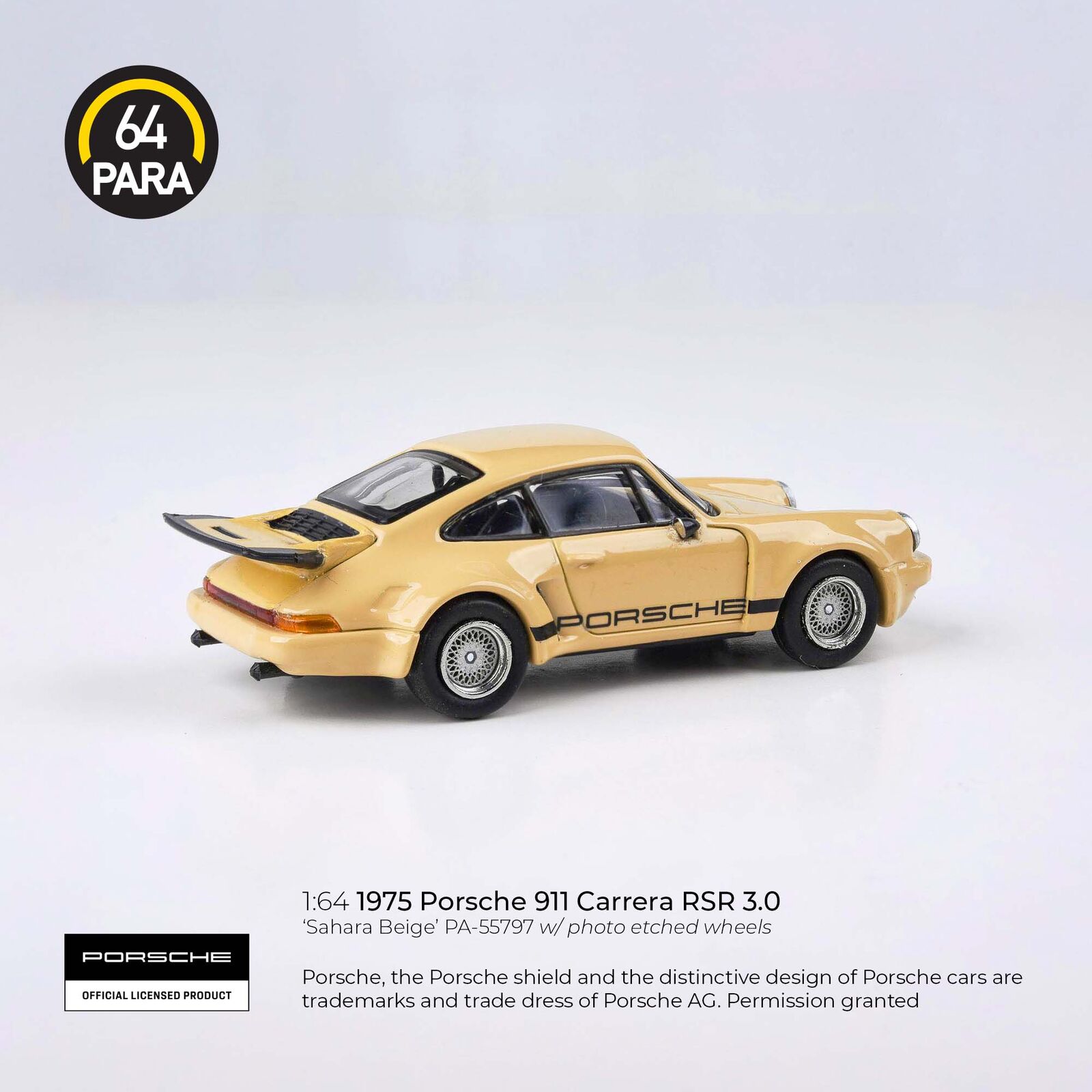 Para64 PA-55797 Porsche 911 Carrera RSR 3.0 Sahara Beige Diecast Model Car