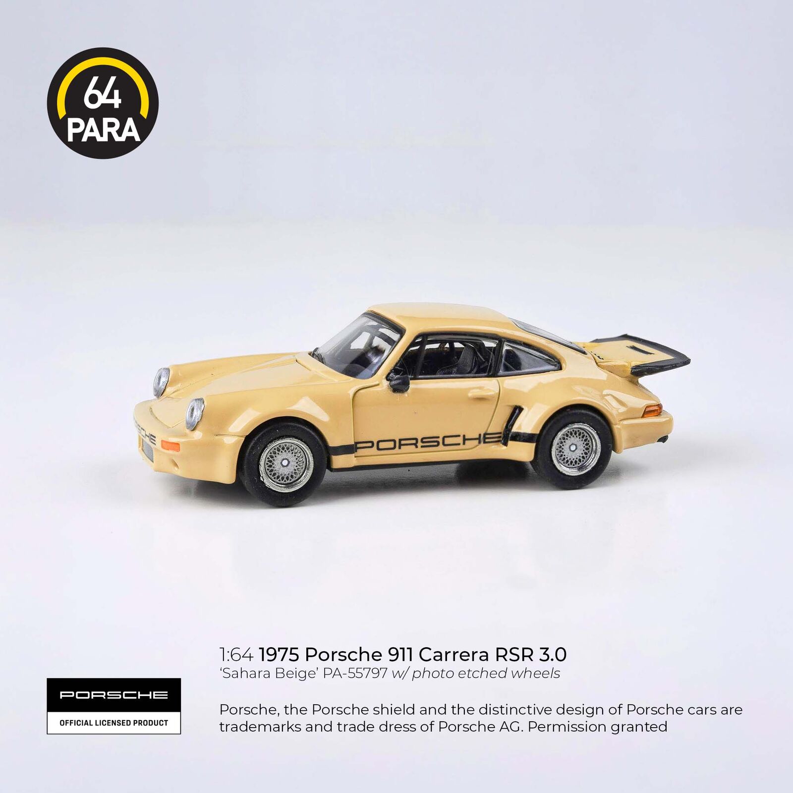 Para64 PA-55797 Porsche 911 Carrera RSR 3.0 Sahara Beige Diecast Model Car