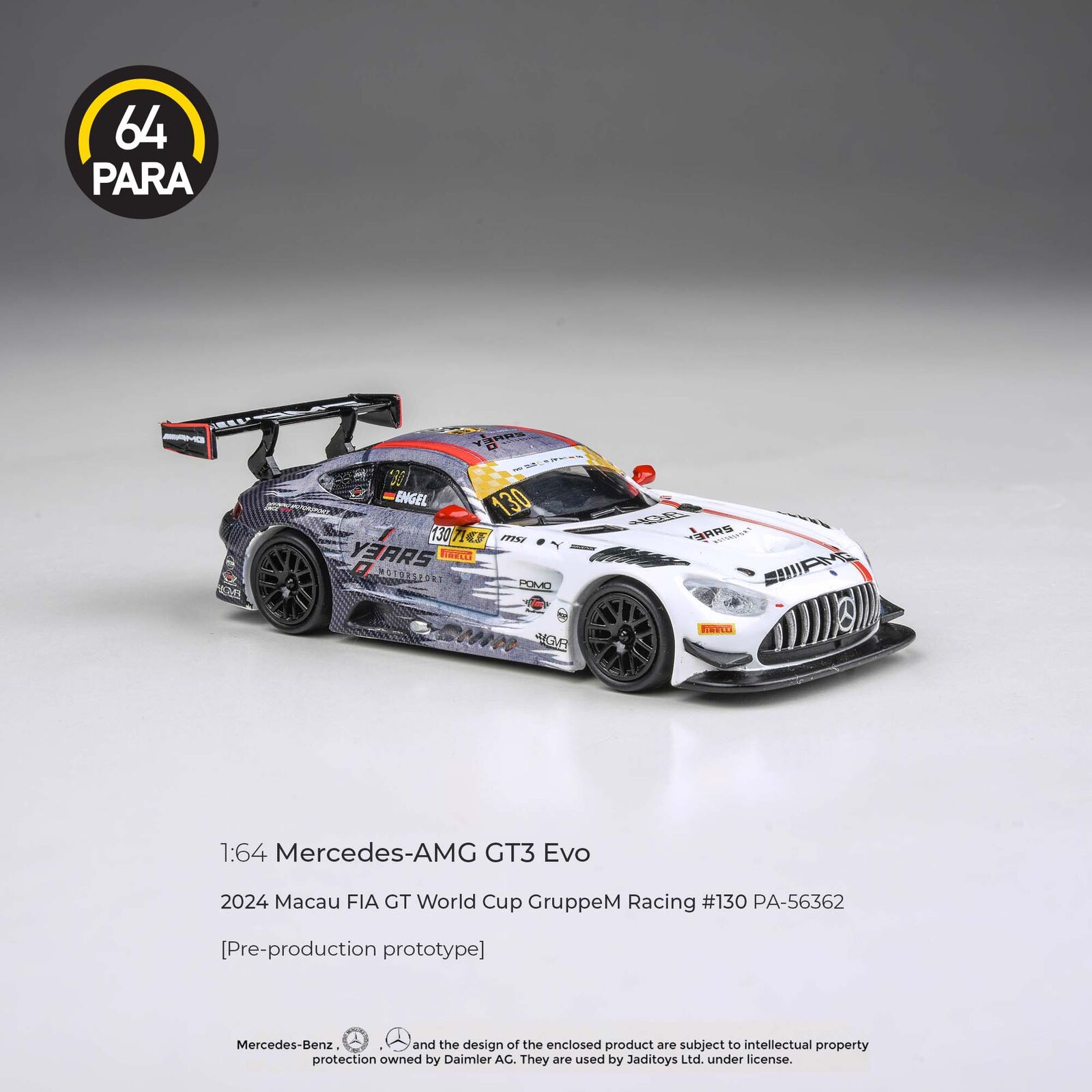 Para64 PA-56362 Mercedes-AMG GT3 2024 Macau FIA GT World Cup GruppeM Racing #130 P1 LHD Diecast Model Car