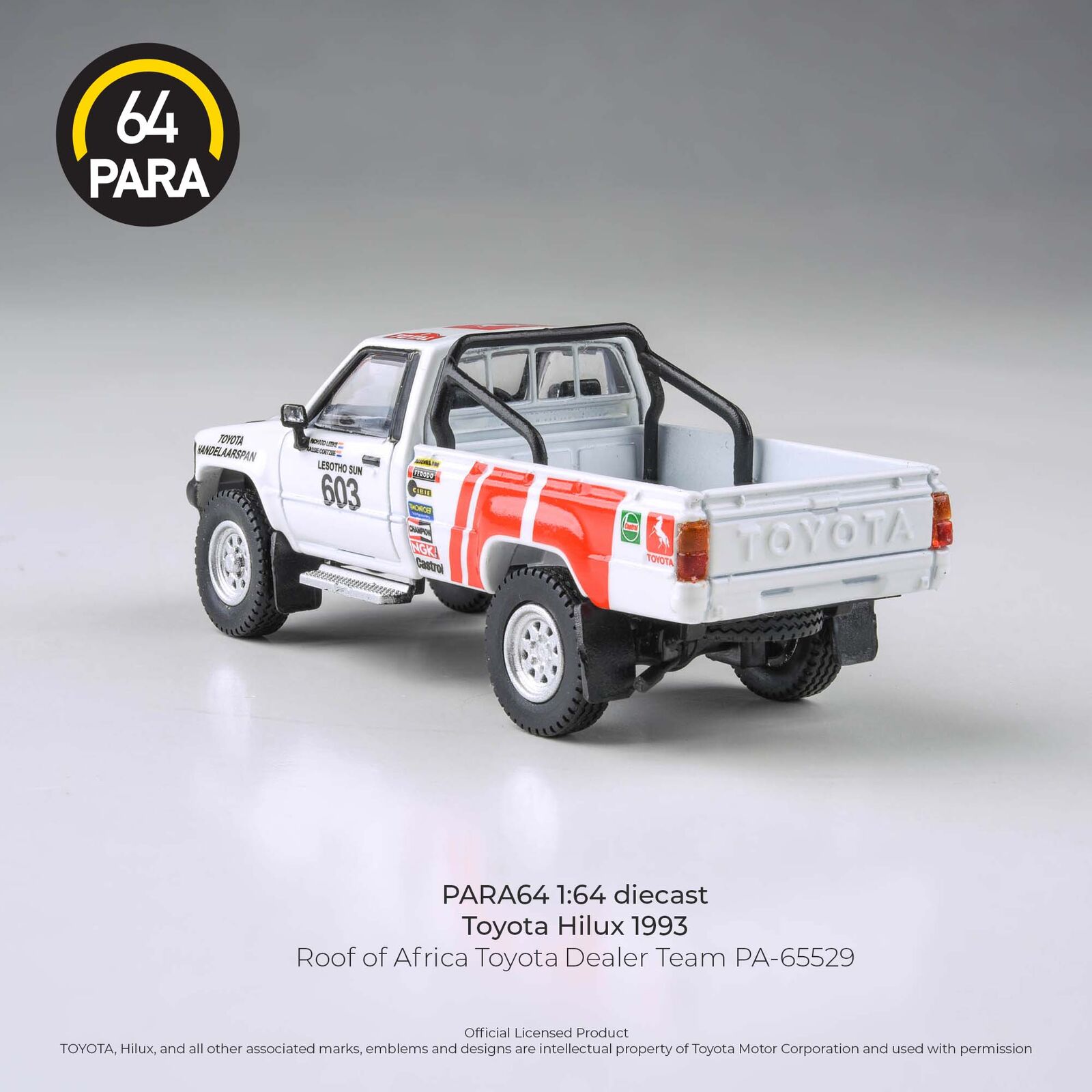 Para64 PA-65529 Toyota Hilux 1993 Roof of Africa Toyota Dealer Team RHD Diecast Model Car