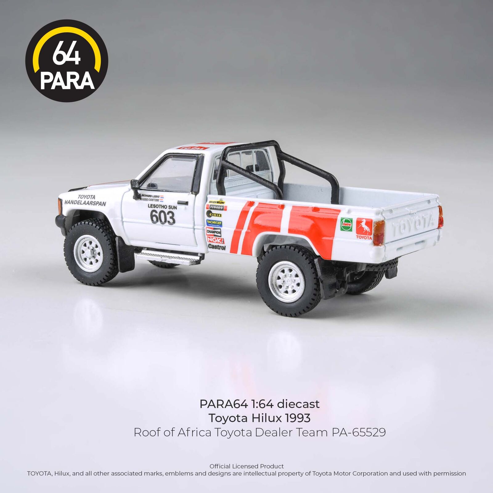 Para64 PA-65529 Toyota Hilux 1993 Roof of Africa Toyota Dealer Team RHD Diecast Model Car
