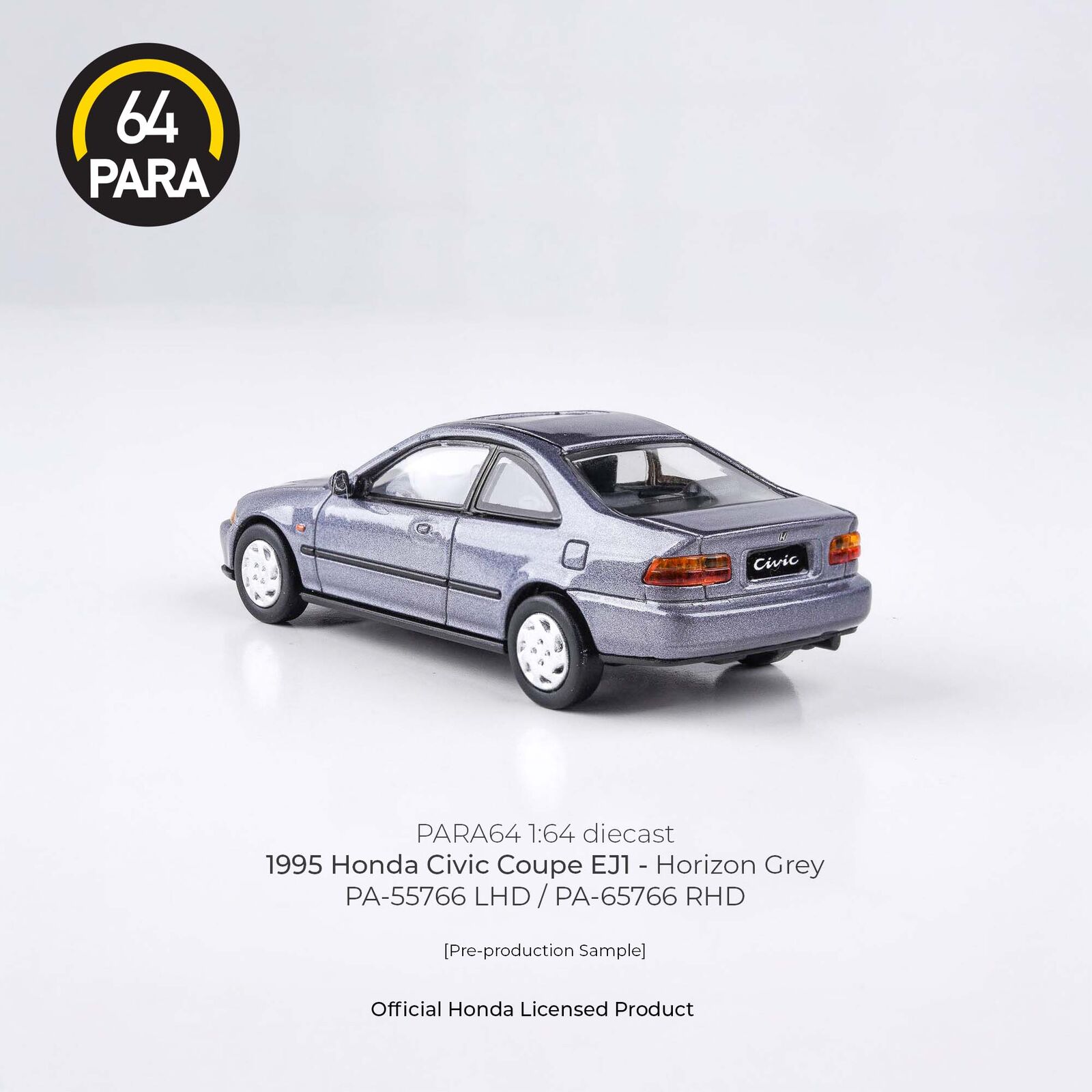 Para64 PA-65766 1995 Honda Civic Coupe EJ1 Horizon Grey RHD Diecast Model Car