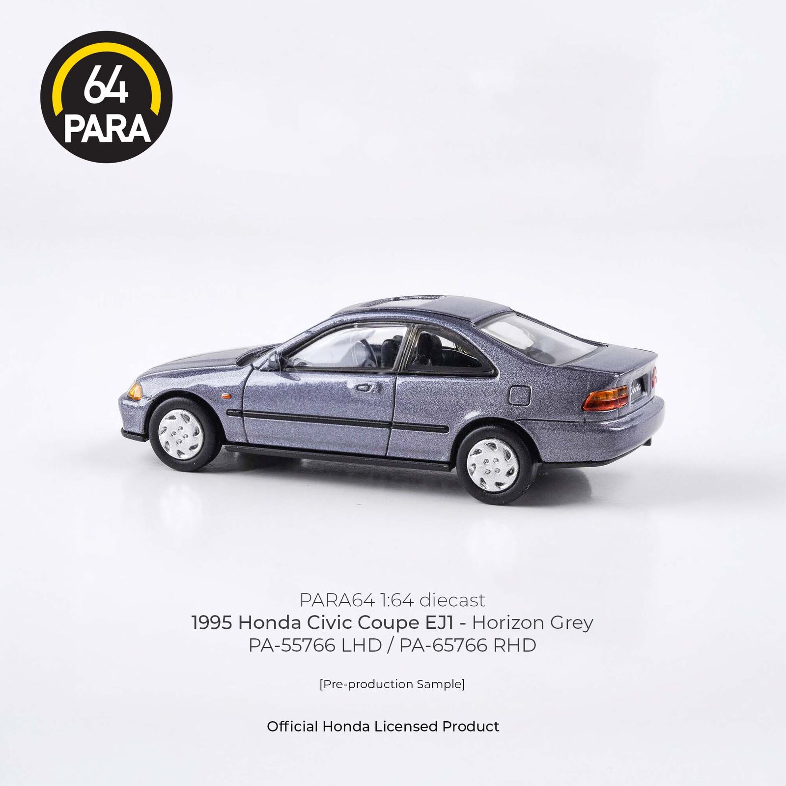 Para64 PA-65766 1995 Honda Civic Coupe EJ1 Horizon Grey RHD Diecast Model Car