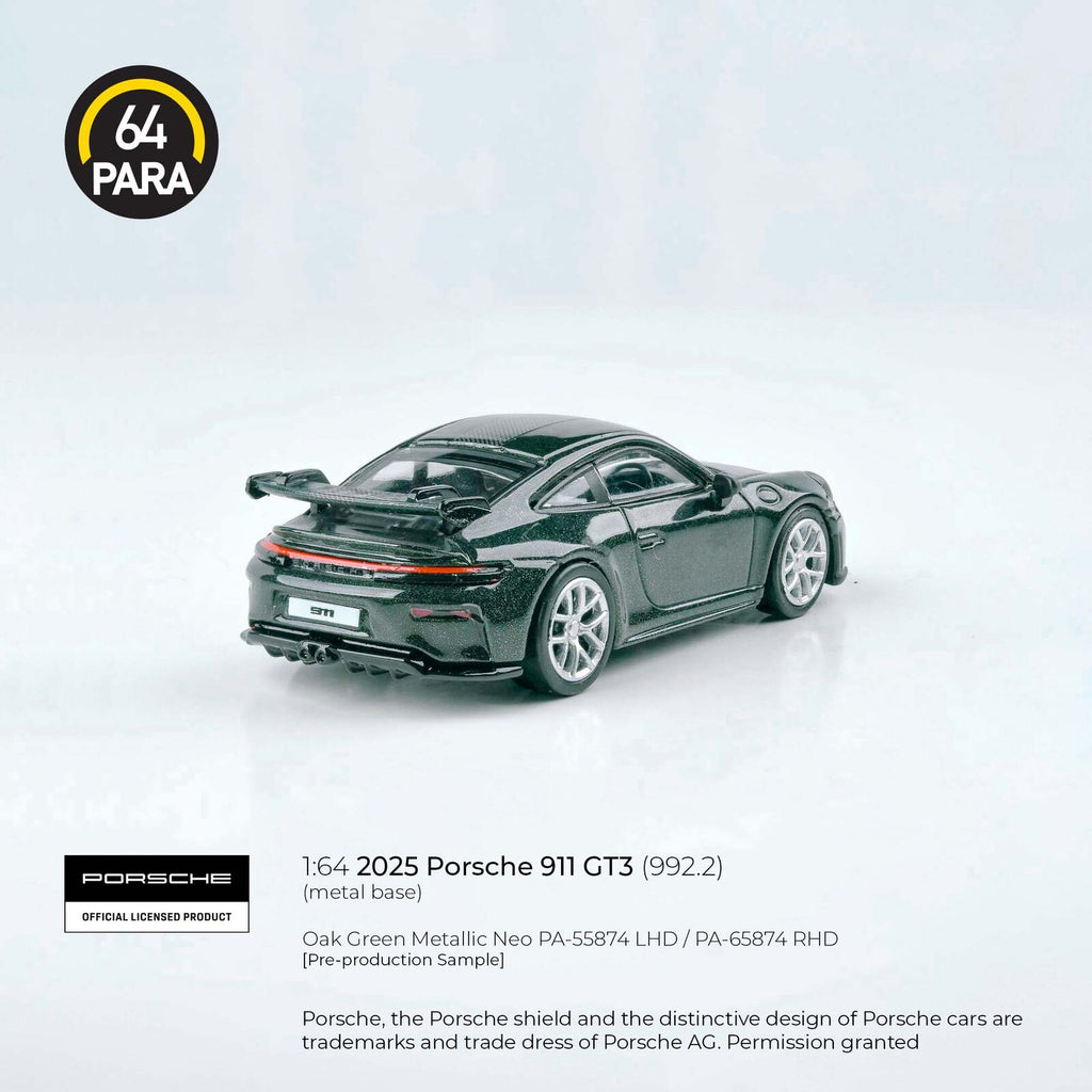 Para64 PA-65874 2025 Porsche 911 GT3 (992.2) Oak Green Metallic RHD Diecast Model Car
