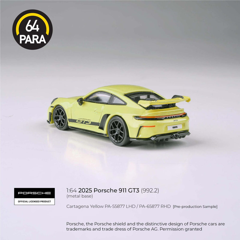 Para64 PA-65877 2025 Porsche 911 GT3 (992.2) Cartagena Yellow RHD Diecast Model Car