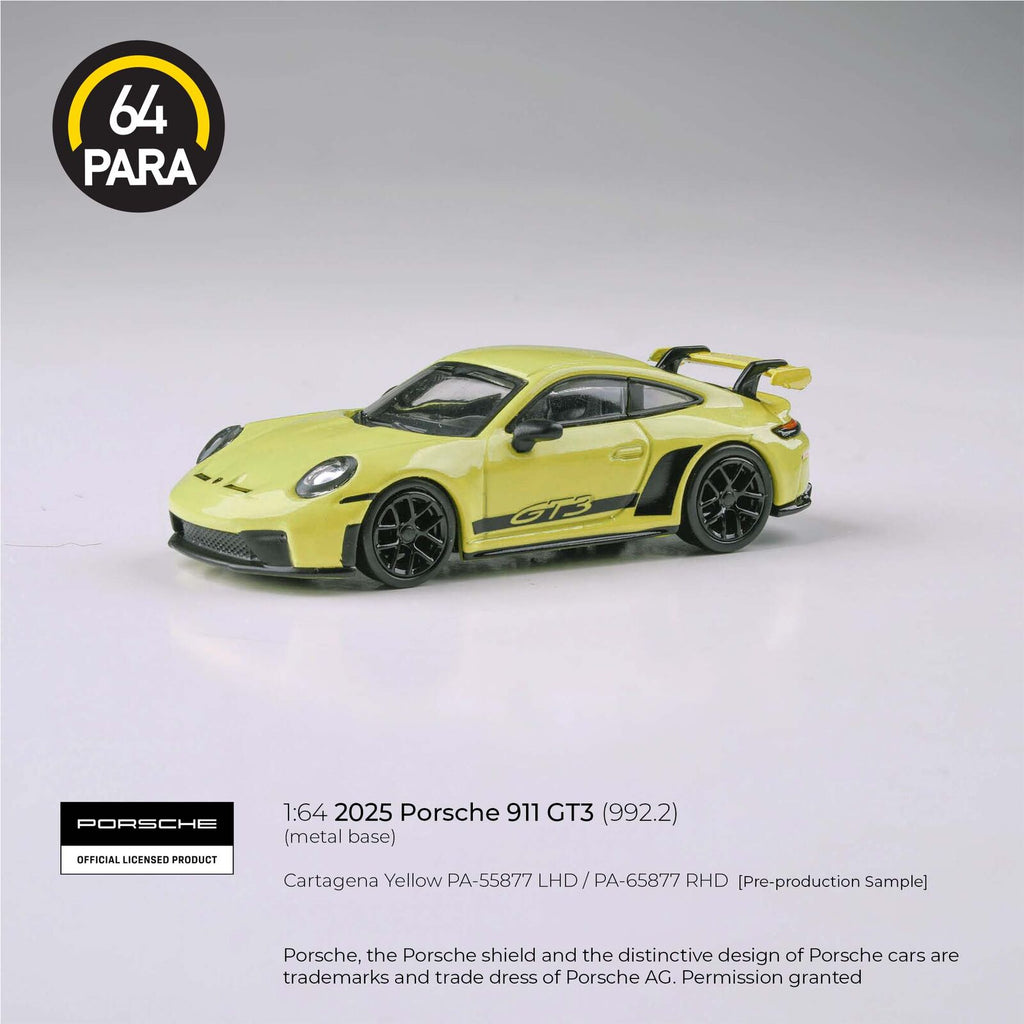 Para64 PA-65877 2025 Porsche 911 GT3 (992.2) Cartagena Yellow RHD Diecast Model Car