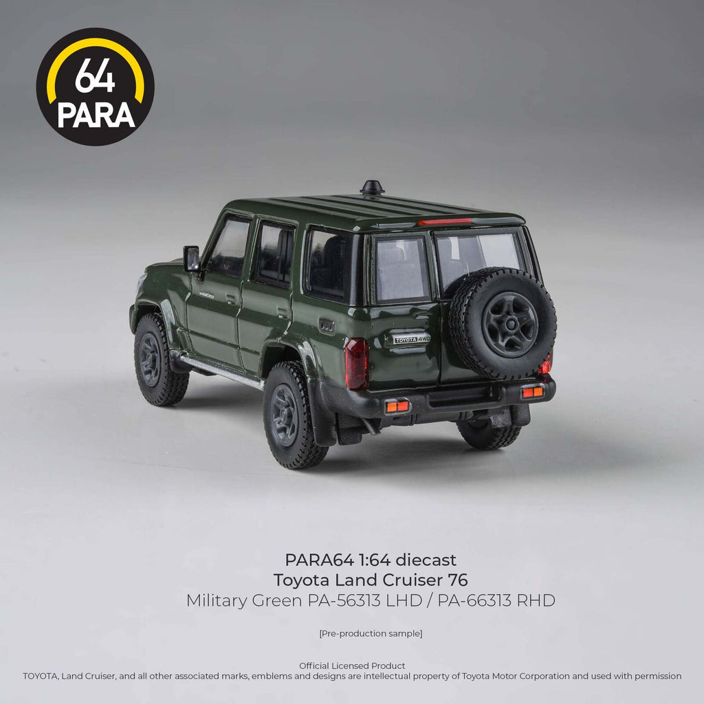 Para64 PA-66313 2014 Toyota Landcruiser LC76 Military Green RHD Diecast Model Car
