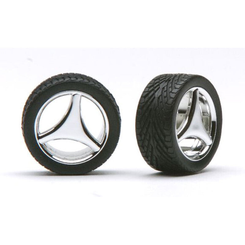 Pegasus Hobbies 1210 1/24 3 Spoke Rims w/Tires Chrm (8950432465133)