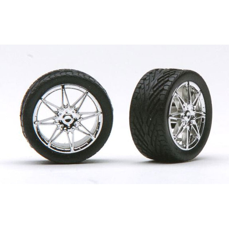 Pegasus Hobbies 1/24 Diamantes Rims W/Tires Chrome for Scale Models
