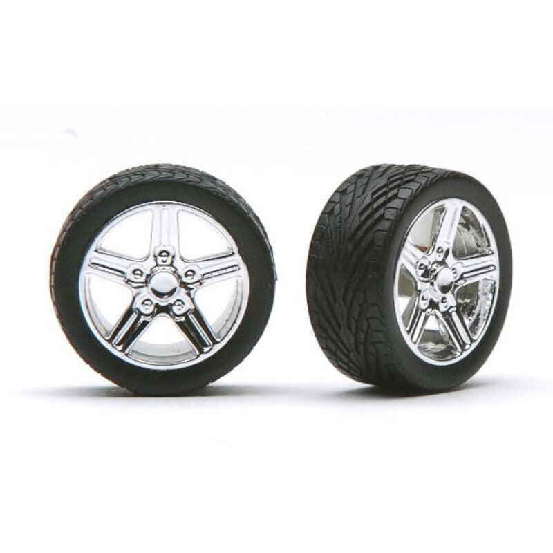 Pegasus Hobbies 1/24 Iroks Rims W/Tires Chrome for Scale Models (2)