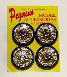 Pegasus Hobbies 1/24 23 Luxors Rims W/Tires Chrome for Scale Models