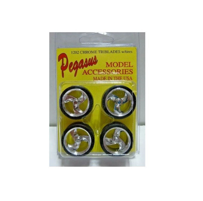 Pegasus Hobbies 1202 1/24 Tri-Blades Rims w/Tyres (8191638995181)