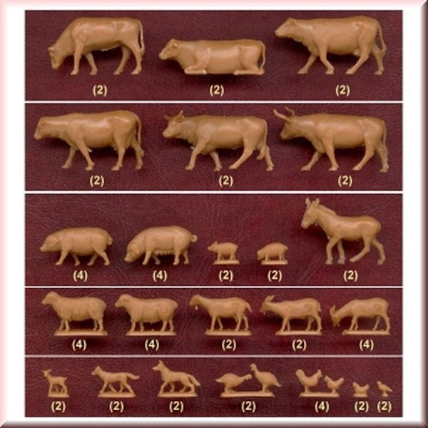 Pegasus Hobbies 7052 1/72 Assorted Farm Animals (64 pcs) - Hobby City NZ