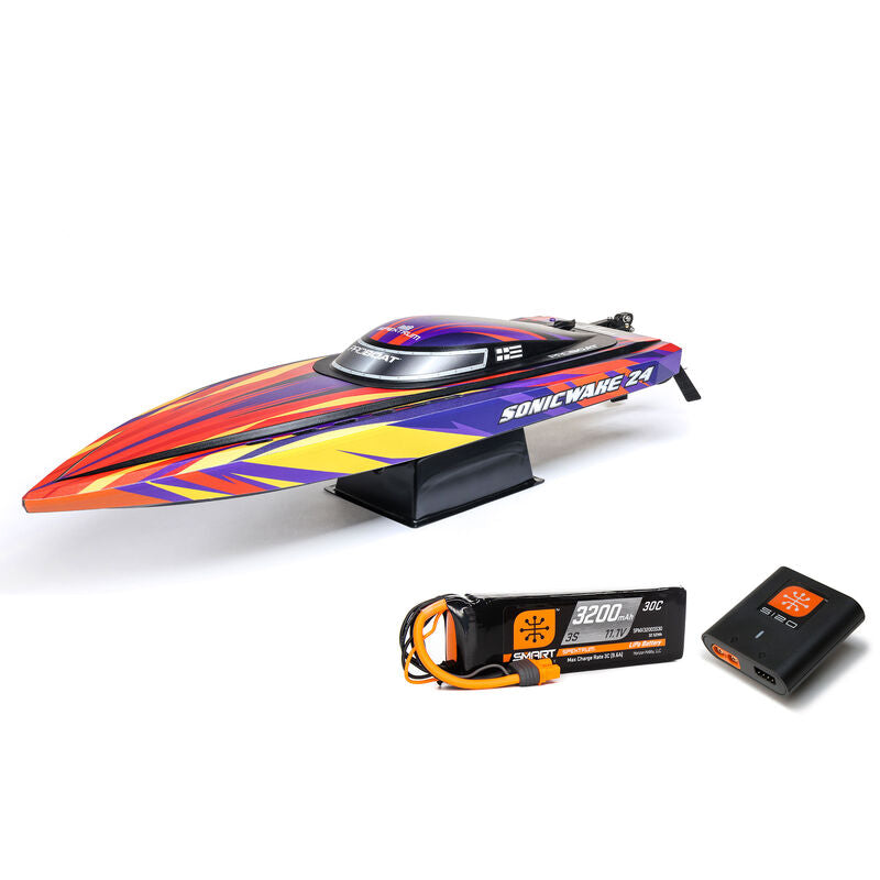 Pro Boat PRB-1992T1 Sonicwake 24 Inch Self-Righting Brushless Deep-V RTR (Battery & Charger Included), Red (9250508669165)