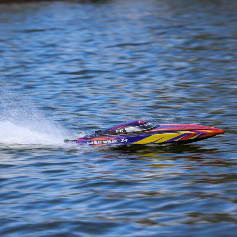 Pro Boat PRB-1992T1 Sonicwake 24 Inch Self-Righting Brushless Deep-V RTR (Battery & Charger Included), Red - Hobby City NZ