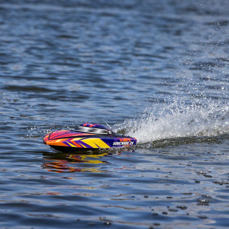 Pro Boat PRB-1992T1 Sonicwake 24 Inch Self-Righting Brushless Deep-V RTR (Battery & Charger Included), Red - Hobby City NZ
