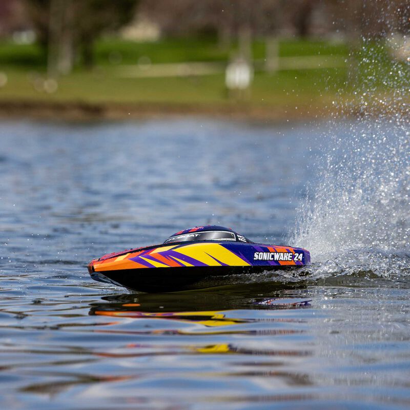 Pro Boat PRB-1992T1 Sonicwake 24 Inch Self-Righting Brushless Deep-V RTR (Battery & Charger Included), Red - Hobby City NZ