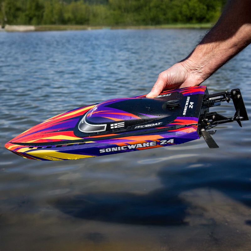 Pro Boat PRB-1992T1 Sonicwake 24 Inch Self-Righting Brushless Deep-V RTR (Battery & Charger Included), Red - Hobby City NZ