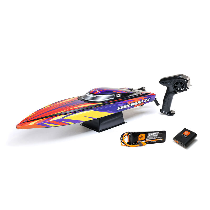 Pro Boat PRB-1992T1 Sonicwake 24 Inch Self-Righting Brushless Deep-V RTR (Battery & Charger Included), Red (9250508669165)