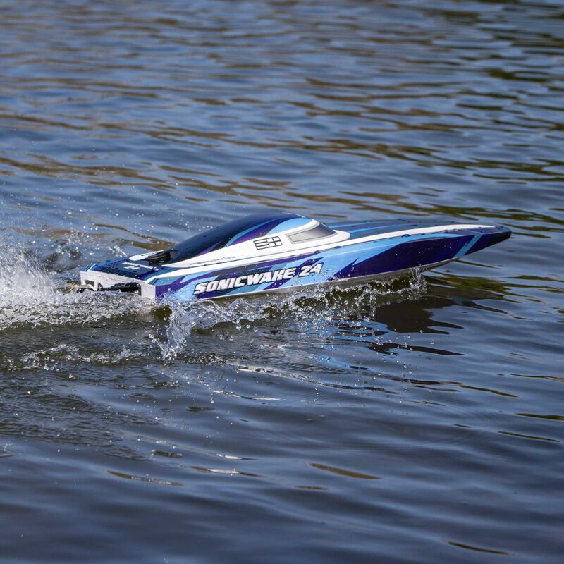 Pro Boat PRB-1992T2 Sonicwake 24 Inch Self-Righting Brushless Deep-V RTR (Battery & Charger Included), Blue - Hobby City NZ