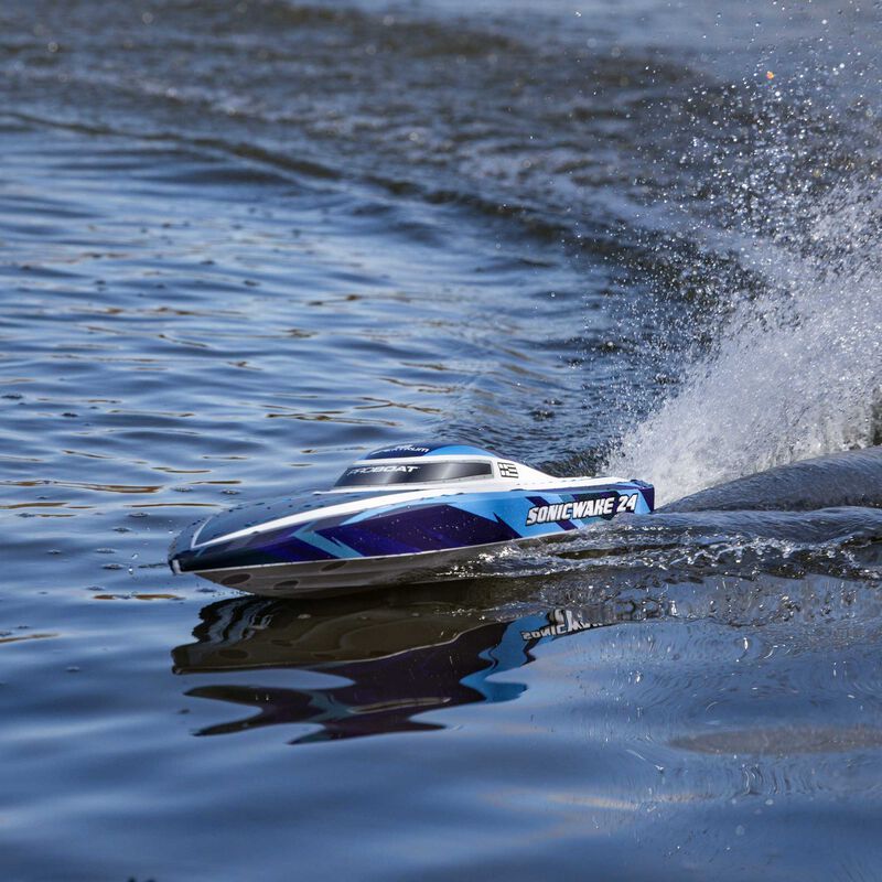 Pro Boat PRB-1992T2 Sonicwake 24 Inch Self-Righting Brushless Deep-V RTR (Battery & Charger Included), Blue - Hobby City NZ