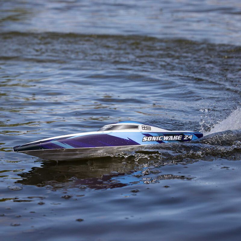 Pro Boat PRB-1992T2 Sonicwake 24 Inch Self-Righting Brushless Deep-V RTR (Battery & Charger Included), Blue - Hobby City NZ
