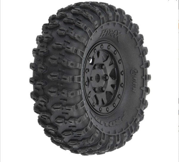 Proline PRO1019410 1/24 Hyrax F/R 1.0" Tyres Mountd 7mm Blk Impulse (4) Fits SCX24 - Hobby City NZ