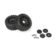 Proline PRO1019811 1/6 Badlands MX57 Front/Rear 5.7â€ Tires Mounted on Raid 8x48 Removable 24mm Hex Wheels (2): Black - Hobby City NZ (8347855356141)