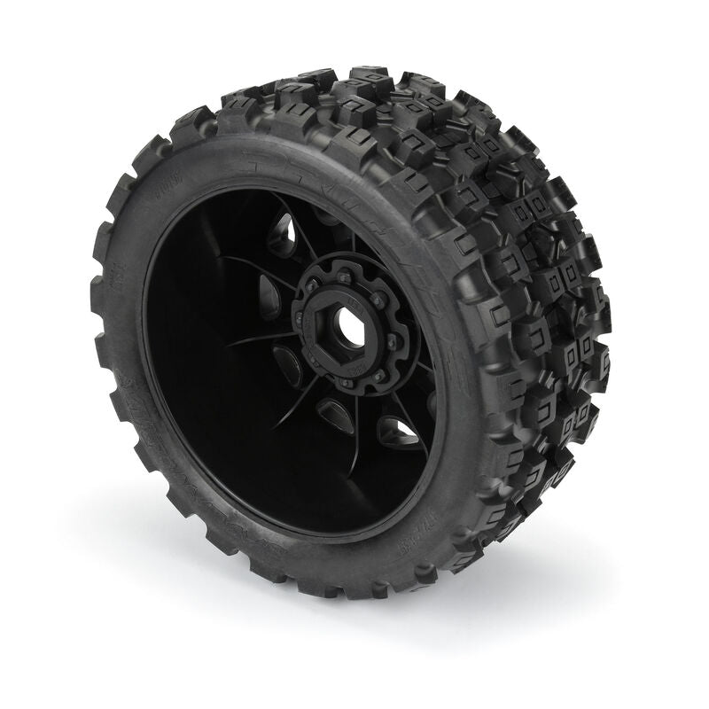 Proline PRO1019811 1/6 Badlands MX57 Front/Rear 5.7â€ Tires Mounted on Raid 8x48 Removable 24mm Hex Wheels (2): Black - Hobby City NZ (8347855356141)