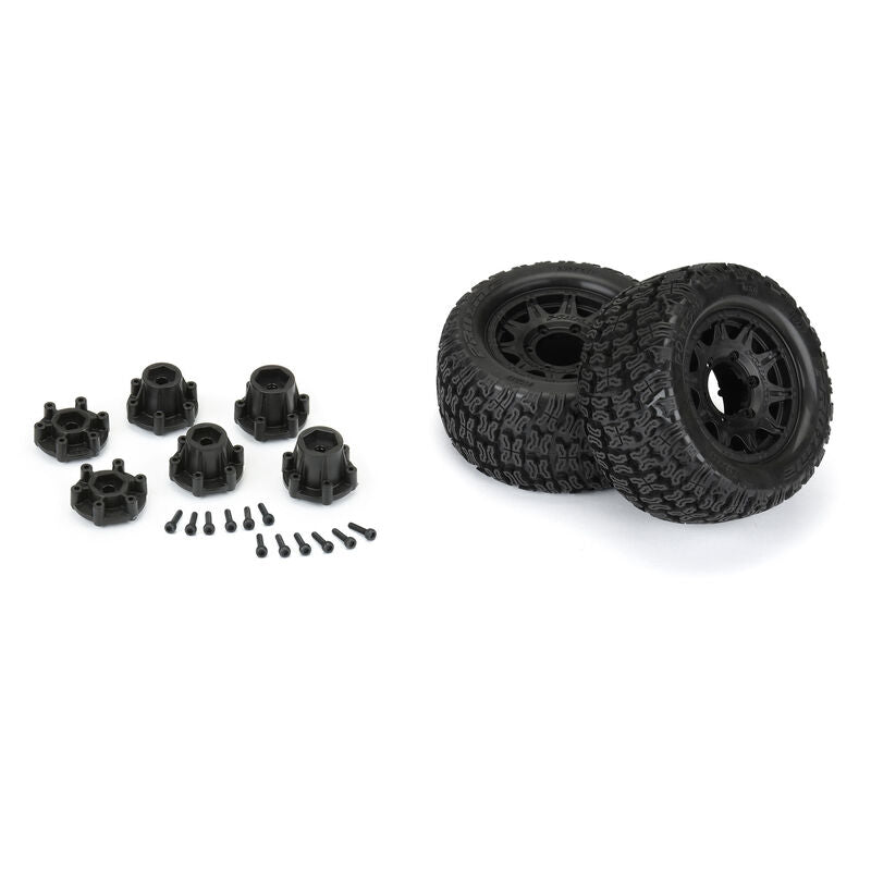 Pro-Line Bonesaw 2.8in All-Terrain Mounted on Raid Black 6x30 Hex Wheels RC Wheel & Tyre Set 1/10 Scale (4)