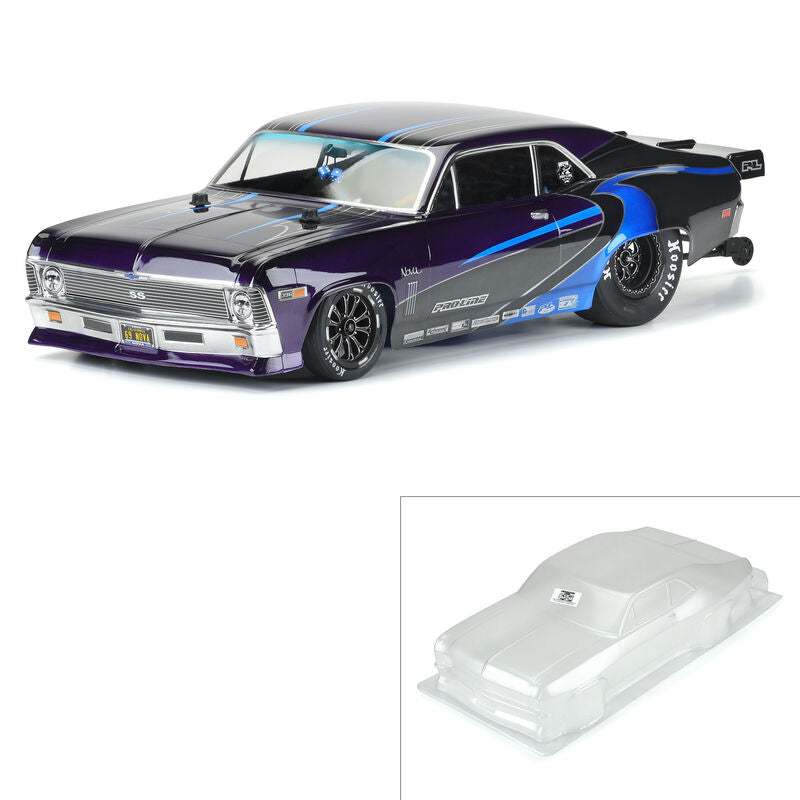 Pro-Line 1969 Chevy Nova Clear RC Car Body: 22S/Slash 2wd Drag Car