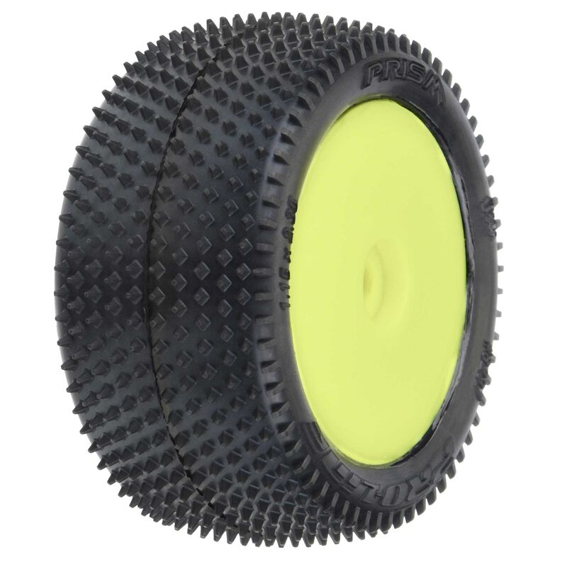 Pro-Line Prism Carpet Mounted Yellow Mini-B Rear RC Wheel & Tyre Set