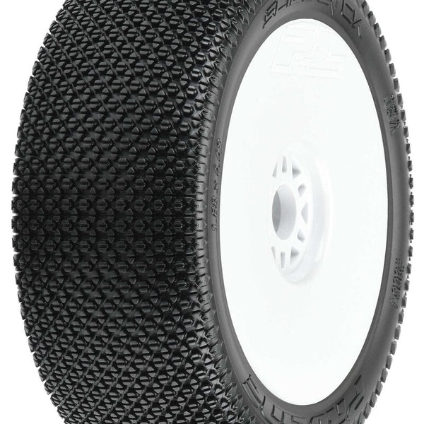 Pro-Line Slide Lock S3 Buggy MTD V2 White RC Wheel &amp; Tyre Set 1/8 Scale - PRO9064233