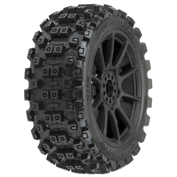 Pro-Line Badlands MX M2 Mounted Mach 10 Black RC Wheel &amp; Tyre Set 1/8 Scale - PRO906721