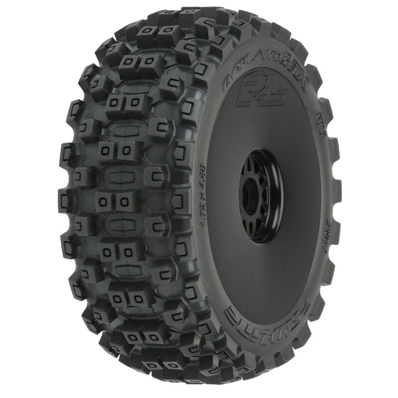 Pro-Line Badlands MX M2 Mounted Black Wheels F/R RC Wheel & Tyre Set 1/8 Scale