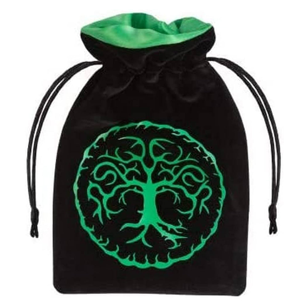 Q Workshop Forest Black & Green Velour Dice Bag