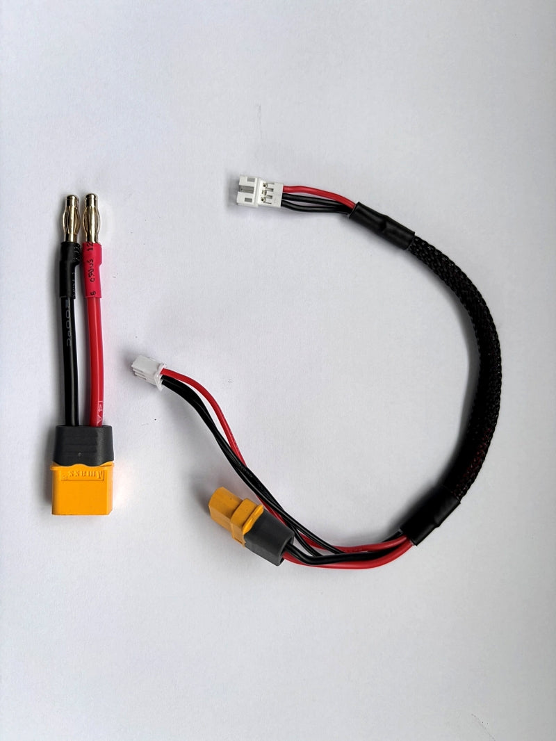 RC Pro RCP-BM013-V2 Balance charge plug adapter for Eflite/Spektrum PH/UMX 2S 7.4v Battery, XT60 Charger plug 200mm Long With Braid and Glued Shirk. Include XT60 to 4mm Bullet adapter. (9250519548141)