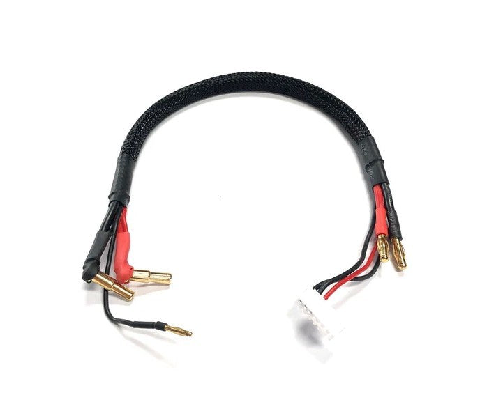 RC Pro RCP-BM043-V2 V2 Premium 4-5mm Stepped 90 Degree Covered Easy Pull Bullet - 4mm Charge Lead 350mm long 2S Balance with 7pin XH Plug. Braided Wrap & Glued Heat Shrink