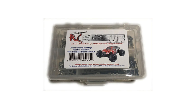 RC Pro RCZARA016 Stainless Steel Screw Set-ARRMA Granite 4x4 Mega - Hobby City NZ (8347098710253)