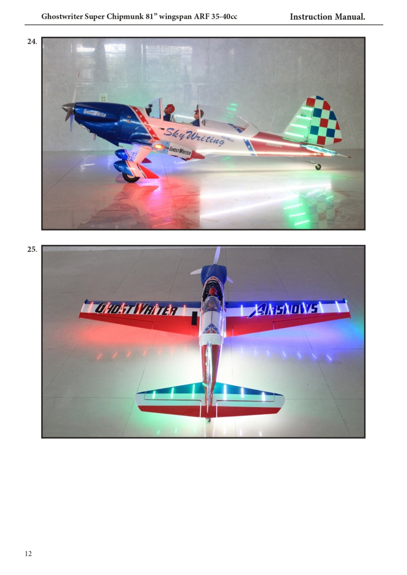 Seagull Models Optional Night Navigation LED Light Blue/Red/White plus Controller for SEA397 Super Chipmunk RC Aircraft Accessory (15)