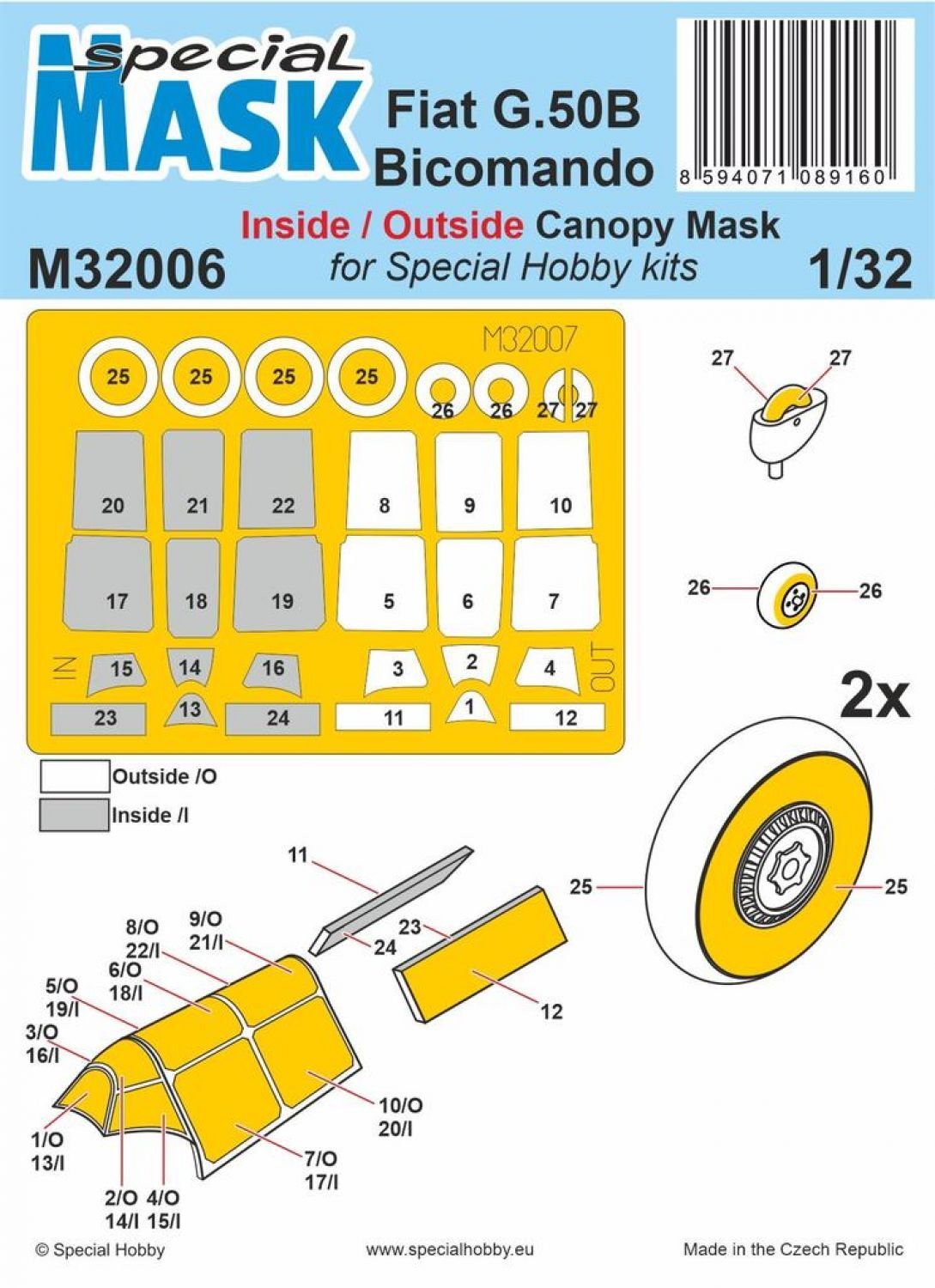 Special Hobby M32006 1/32 Fiat G.50B Bicomando MASK (9120473088237)