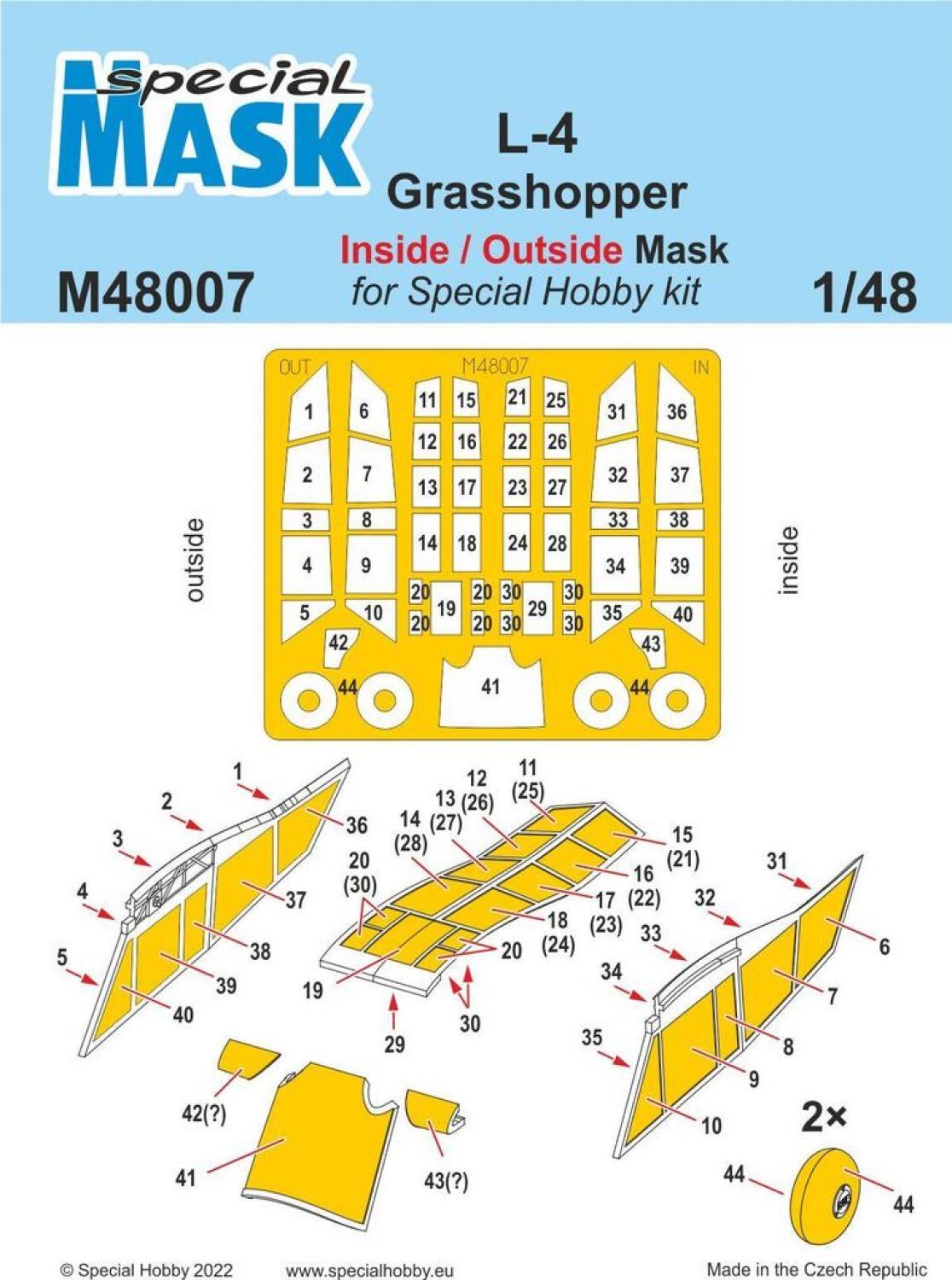 Special Hobby M48007 1/48 L-4 Grasshopper Inside/Outside MASK (9120473383149)