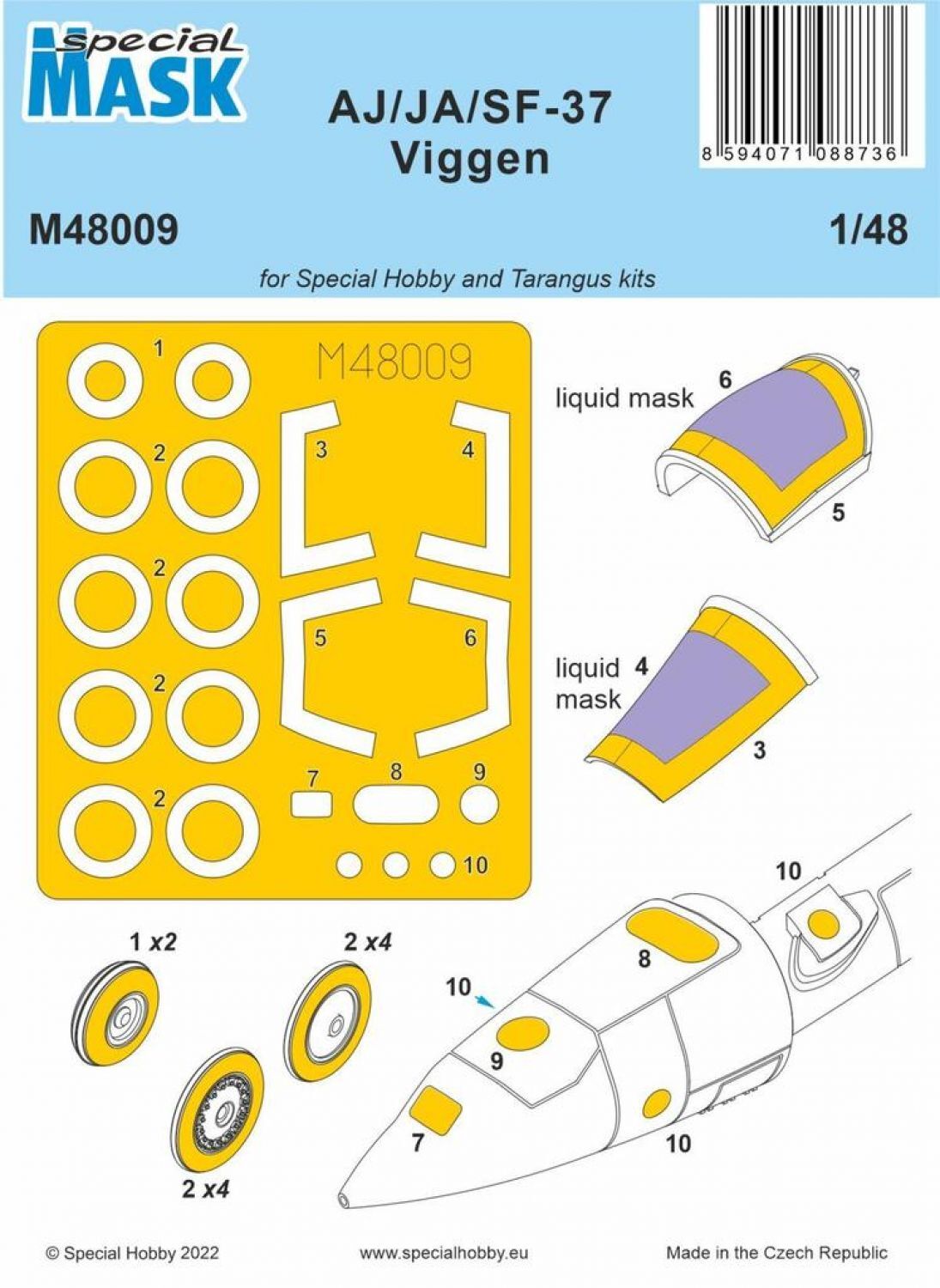 Special Hobby M48009 1/48 AJ/JA/SF-37 Viggen MASK (9120473776365)