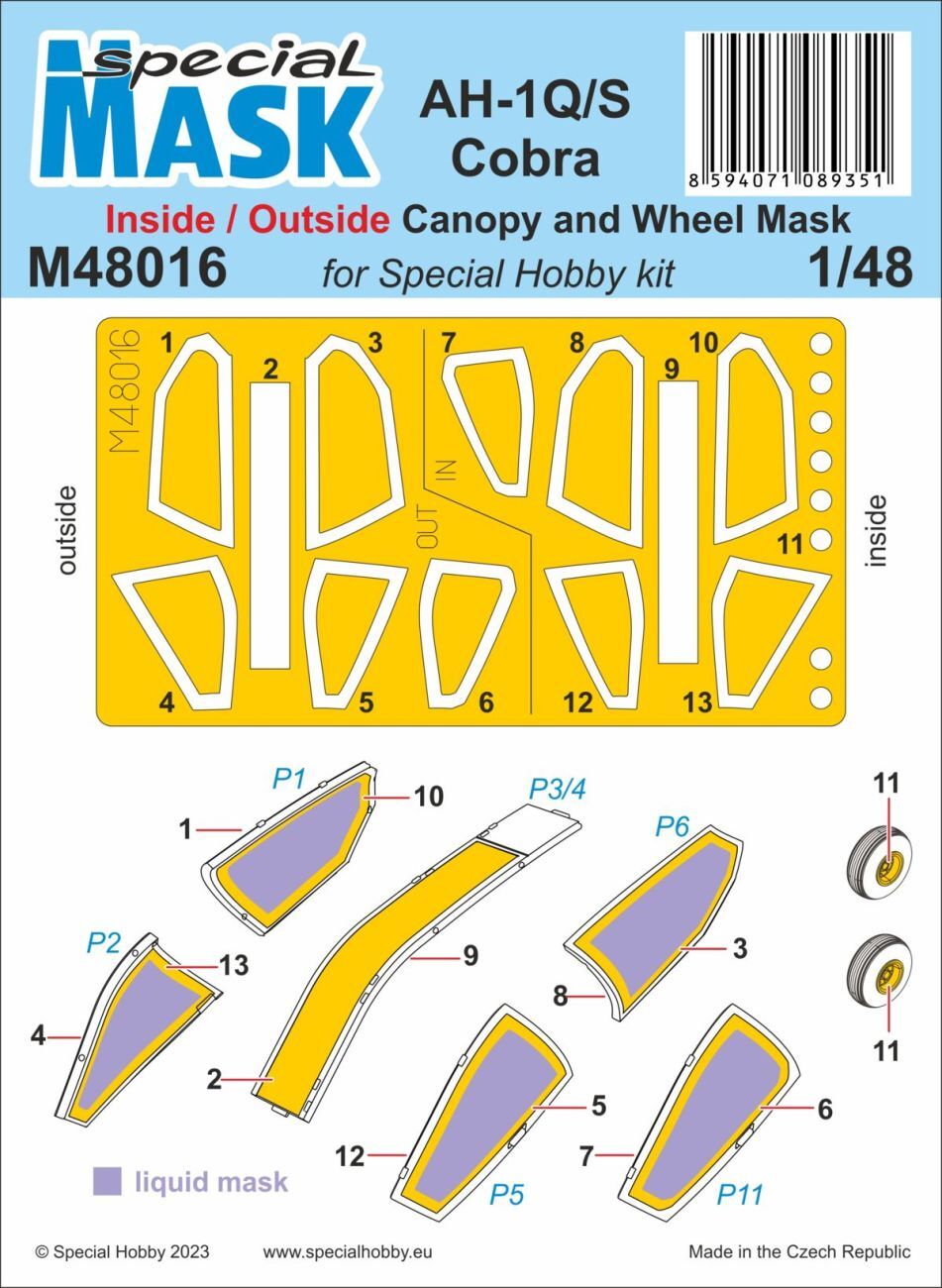 Special Hobby M48016 1/48 AH-1Q/S Cobra Inside/Outside MASK (9120474136813)