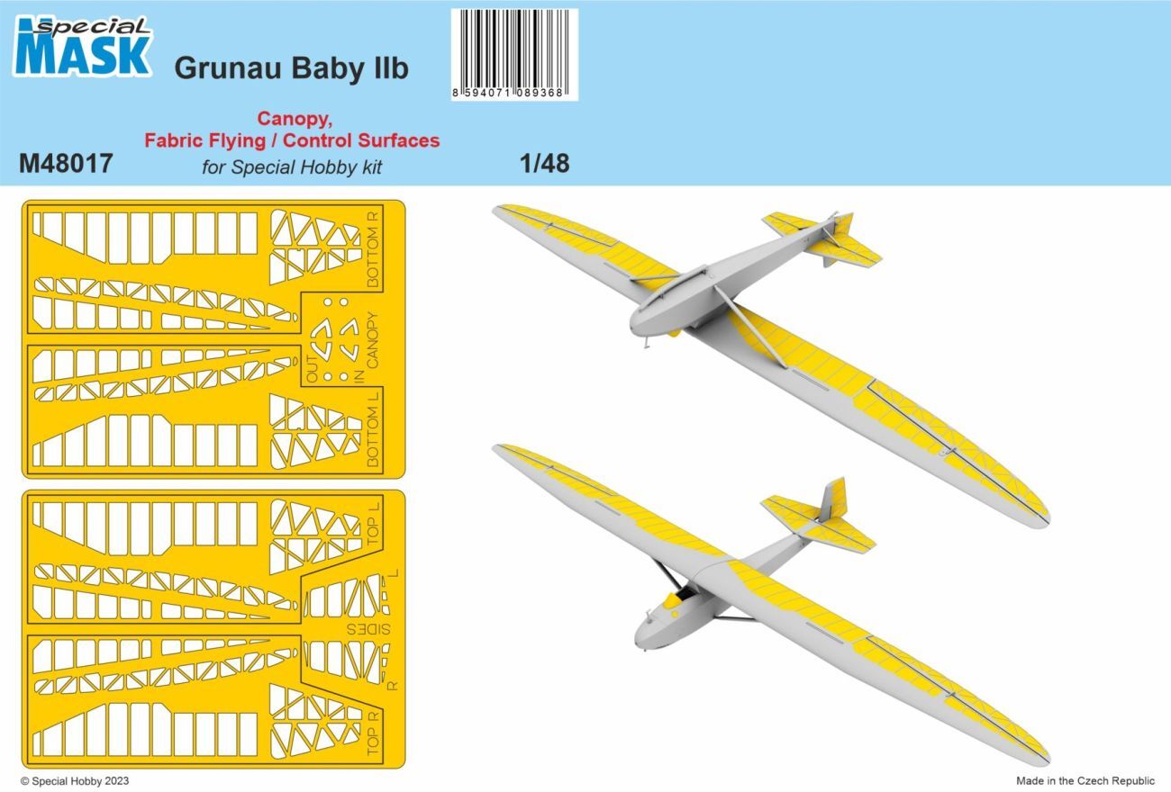 Special Hobby M48017 1/48 Grunau Baby IIB Mask Canopy Fabric Flying / Control Surfaces (9120474202349)