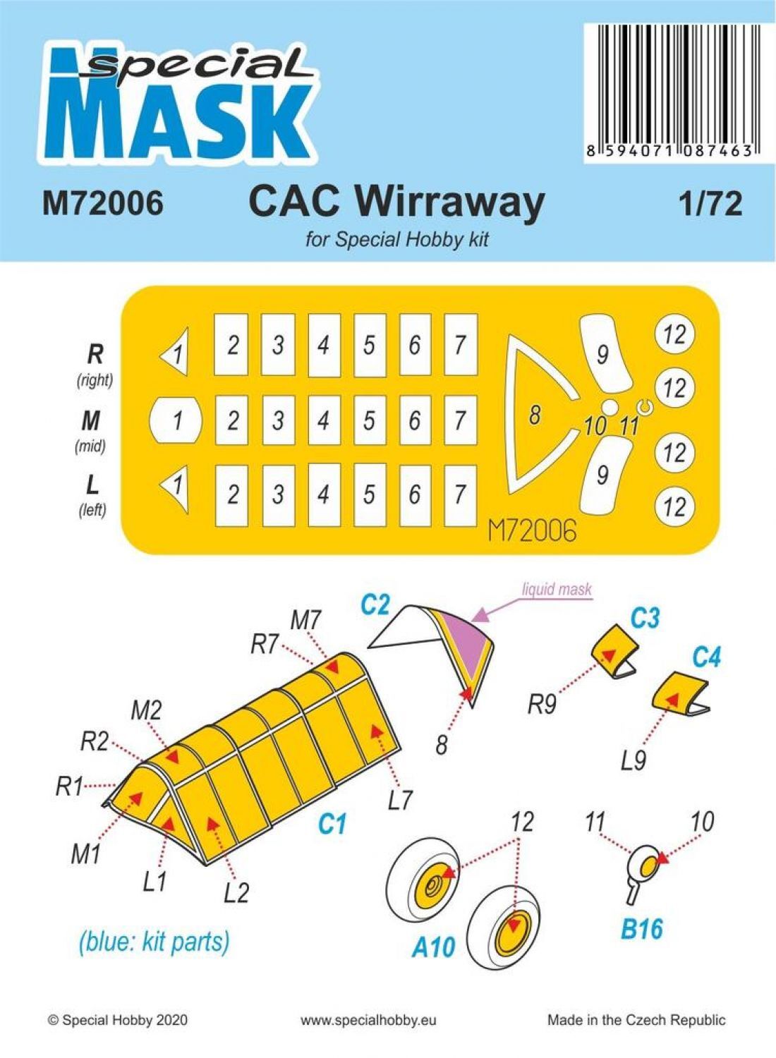 Special Hobby M72006 1/72 CAC Wirraway Mask (9120475087085)