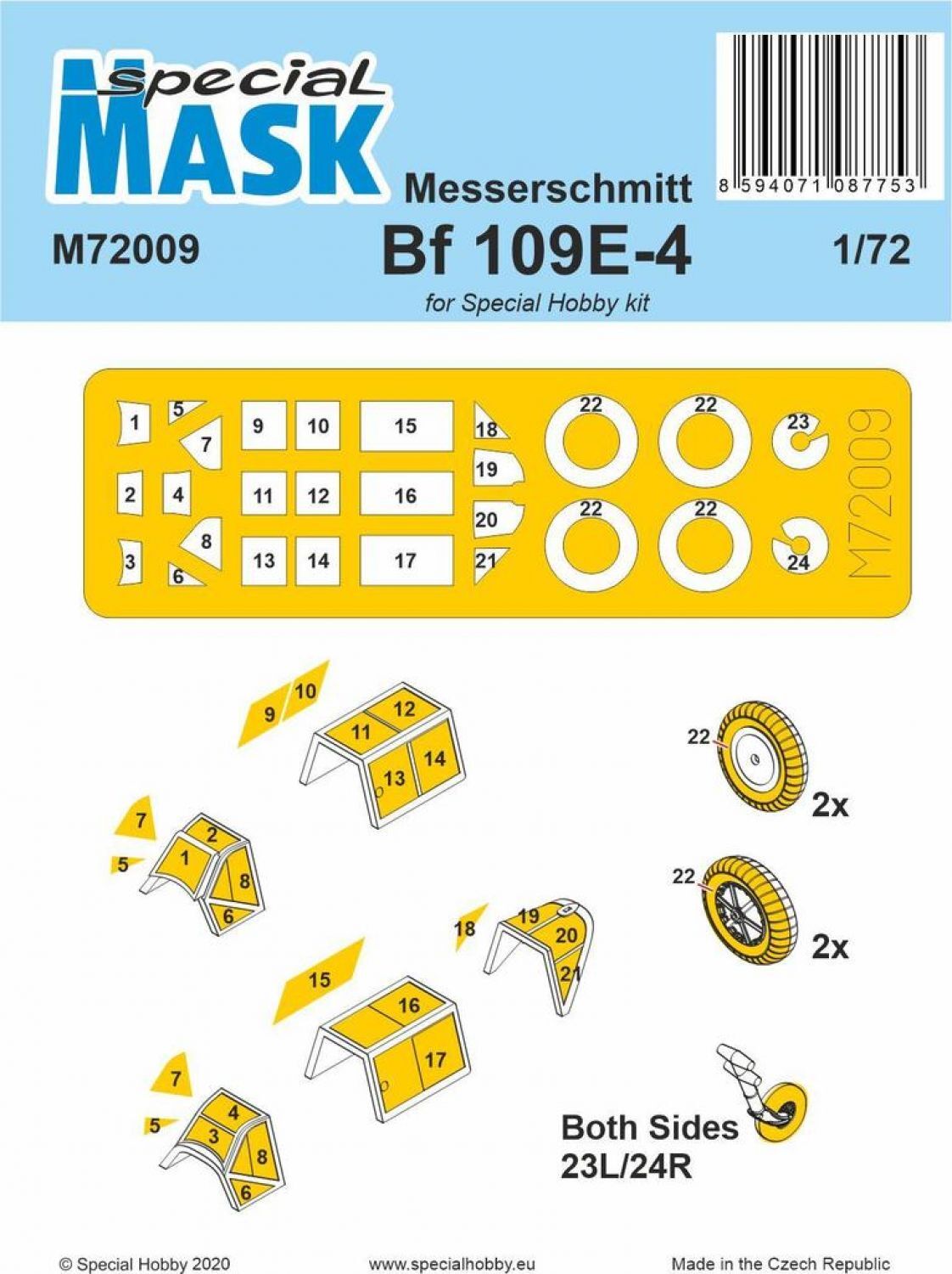 Special Hobby M72009 1/72 Messerschmitt Bf 109E-4/7 Mask (9120475185389)